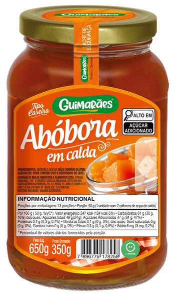 Embalagem de Doce de Abóbora em Calda 650g