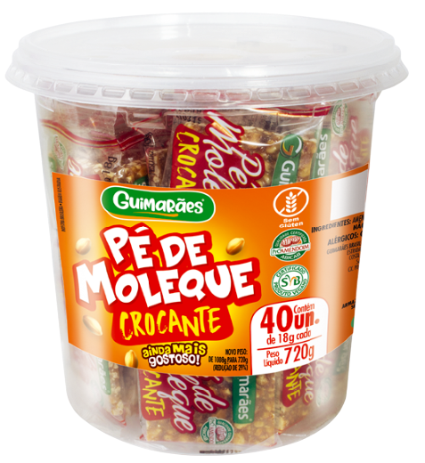 Embalagem de Pé de Moleque Crocante Pote (40 UND)