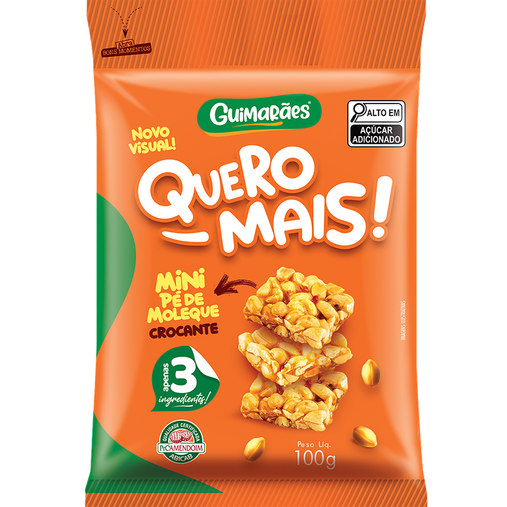 Embalagem de Quero Mais Mini Pé de Moleque 100g